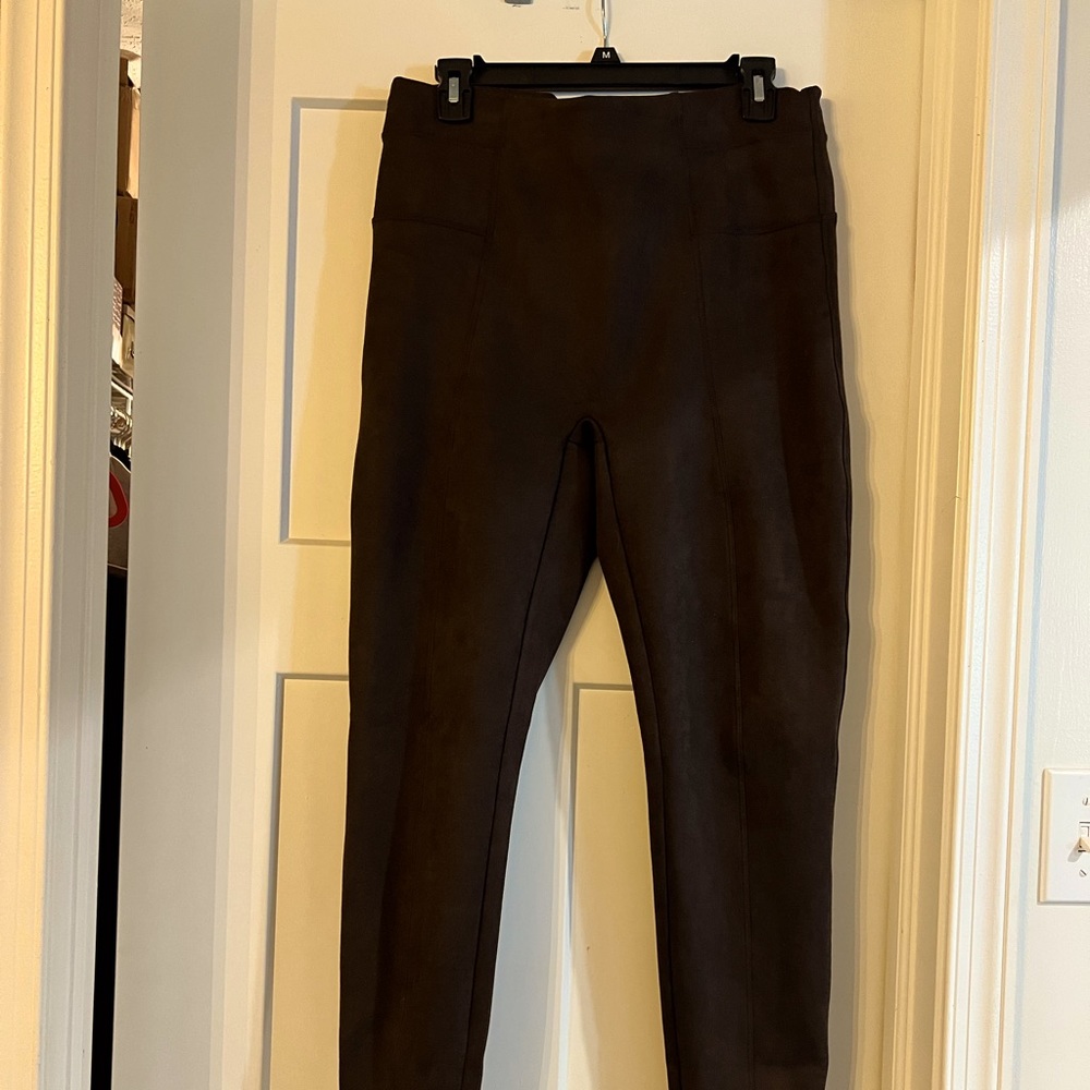 Spanx brown leggings faux suede